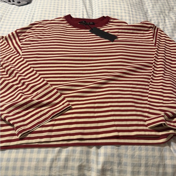 Lioness Tops - Lioness Red and Cream Striped Long Sleeve Tee